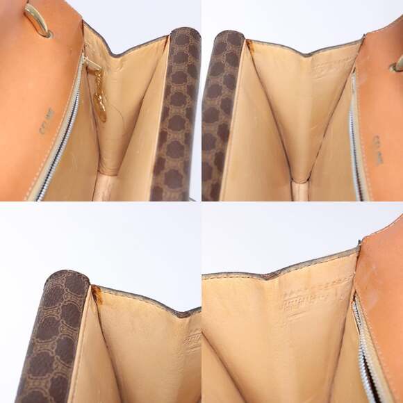 CELINE Macadam Canvas Hand Bag Pvc Leather Brown Gold - Picture 12 of 13